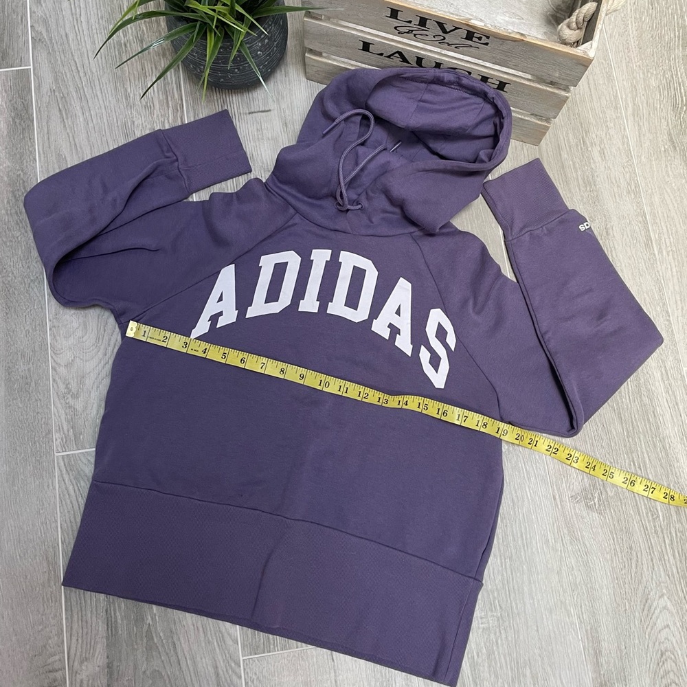 Adidas Hoodie Sweatshirt Purple Pullover Drawstrings - Picture 2 of 7